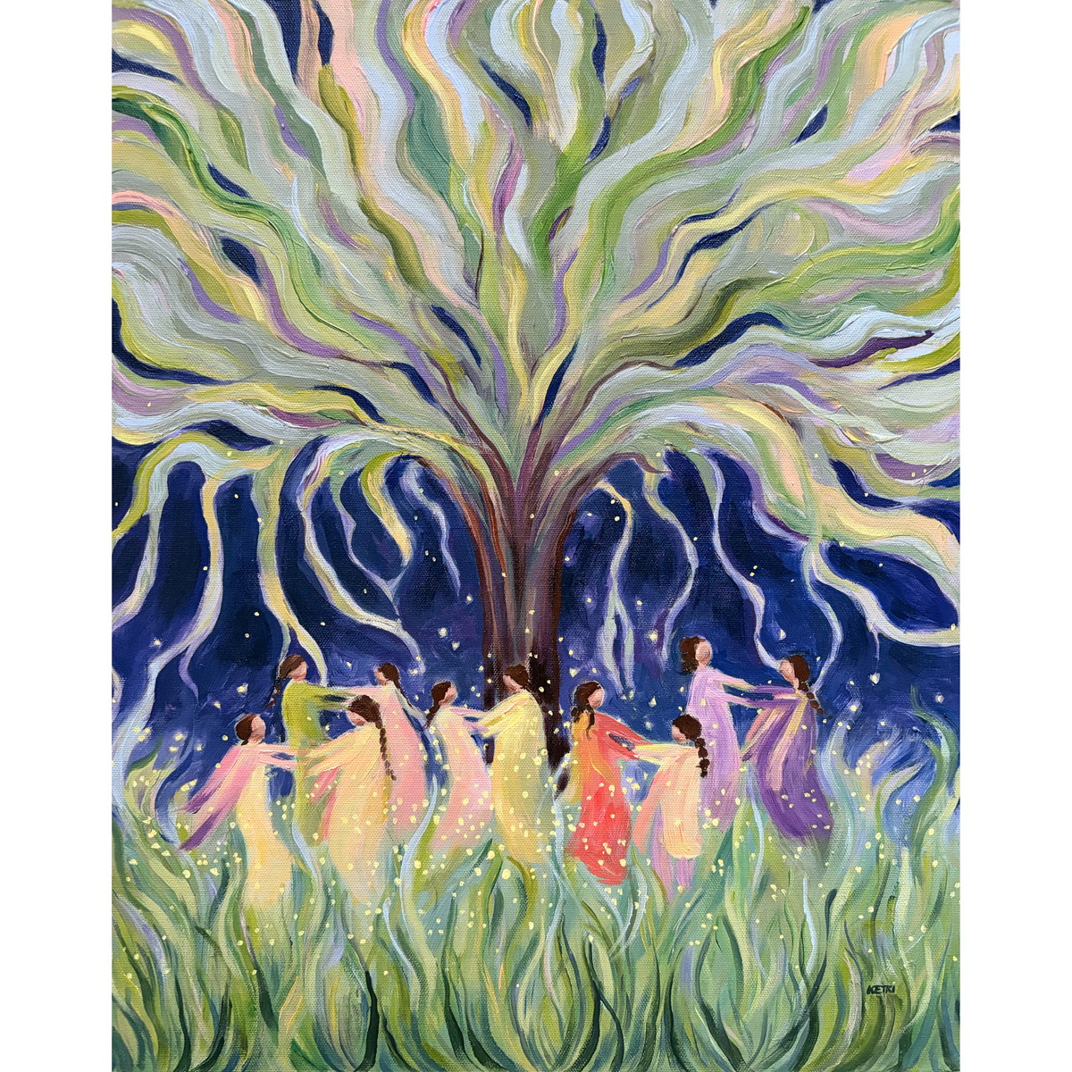 Dancing with the Fireflies (8x10 inches)