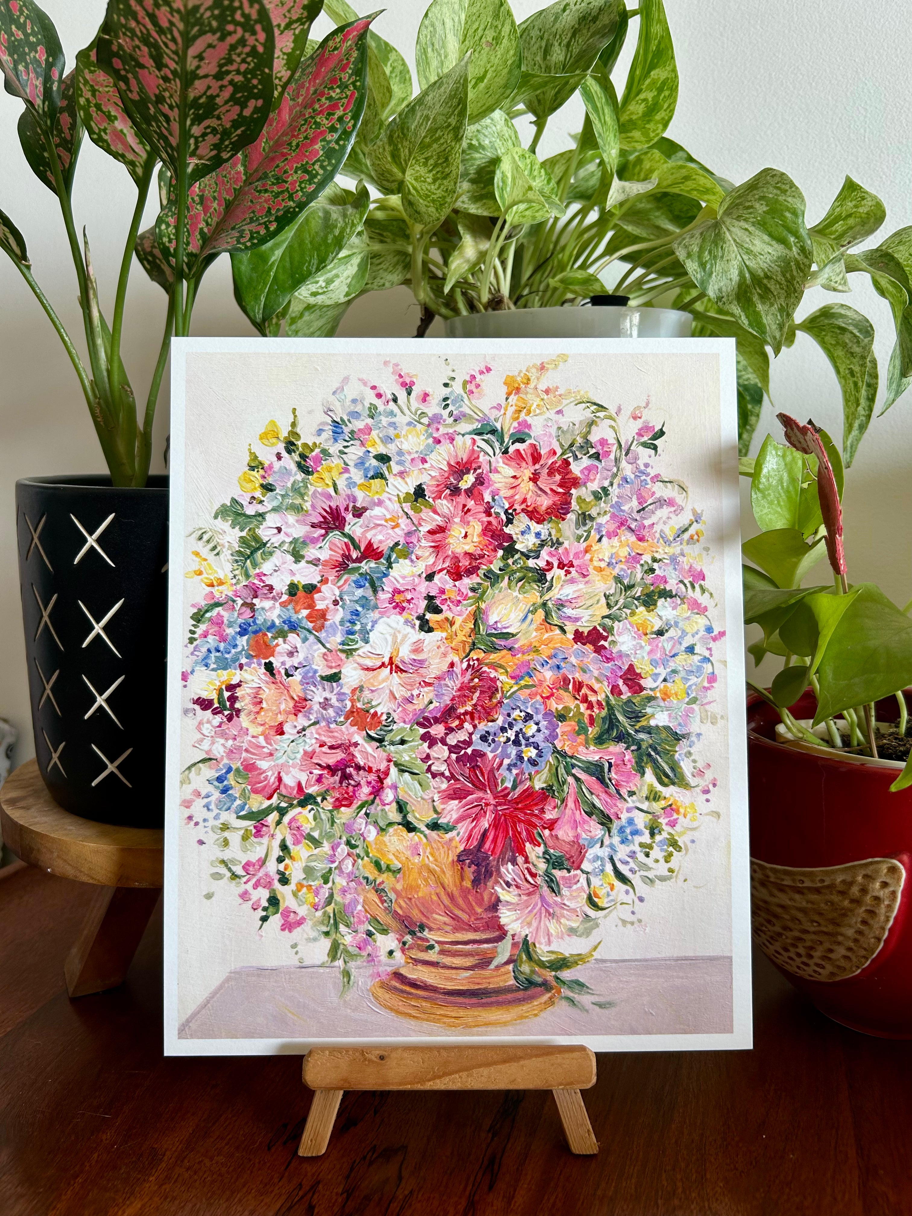 Floral Vase Art Print (8x10 inches)