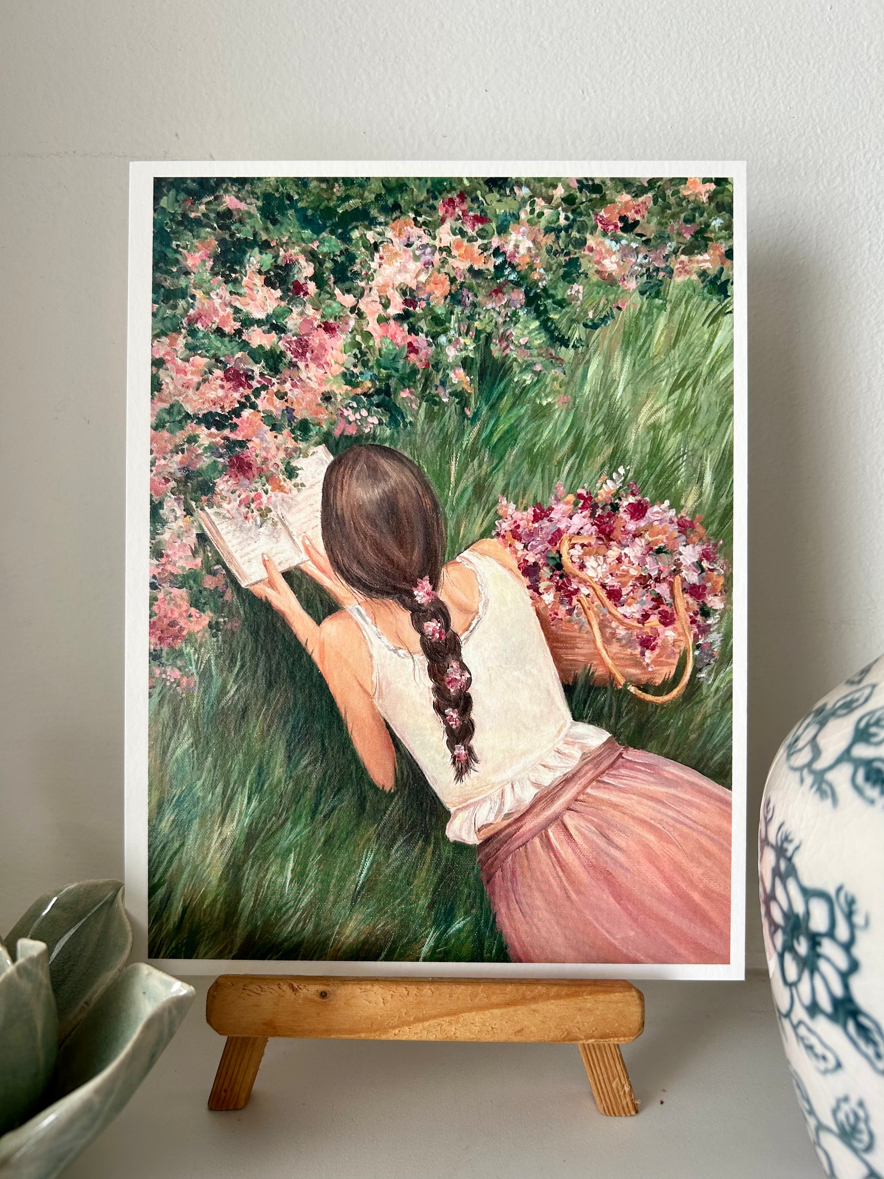 Flowers In Her Hair Art Print (6x8 inches)