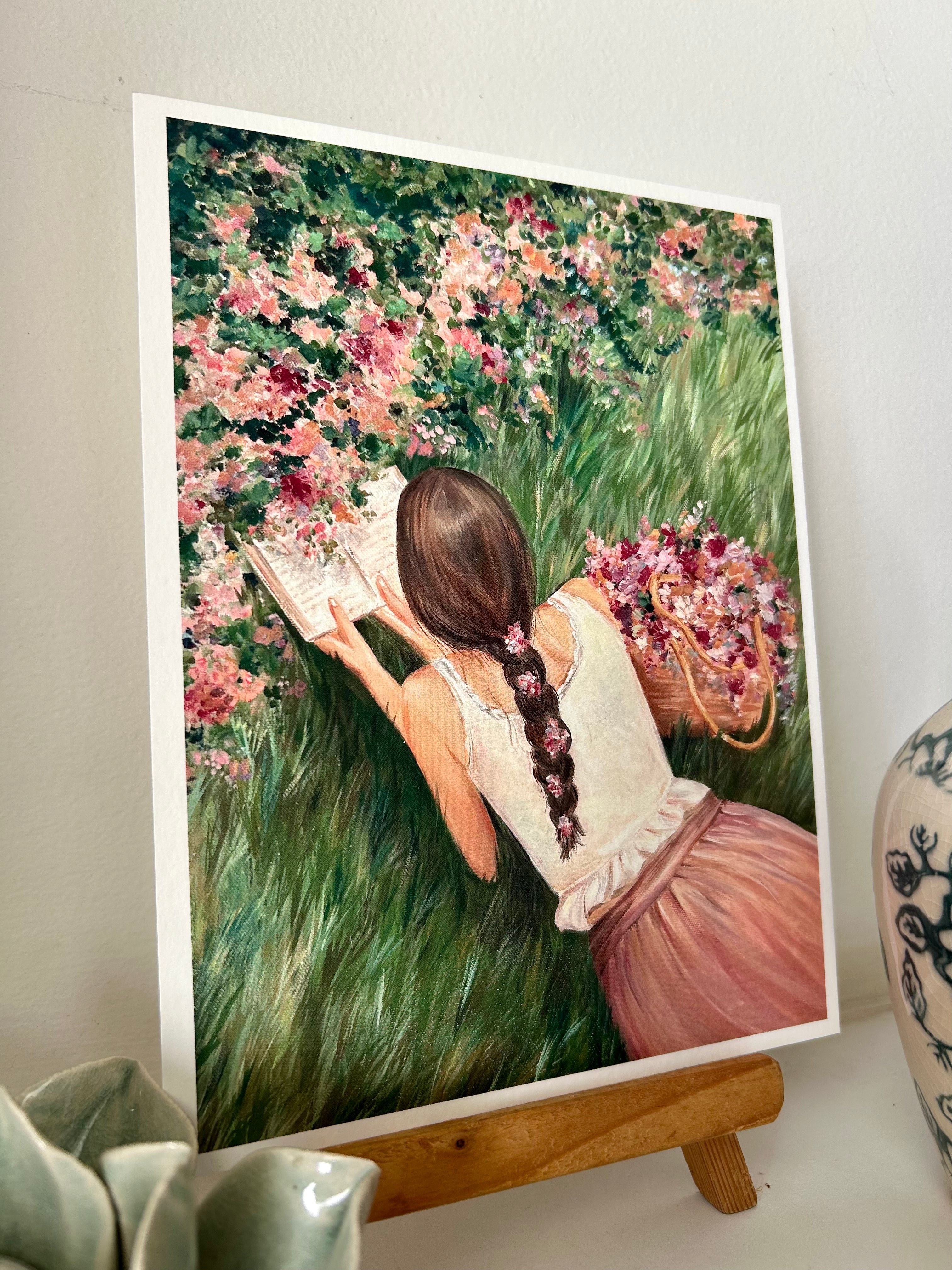 Flowers In Her Hair Art Print (6x8 inches)